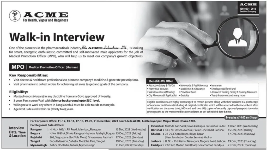 Acme Laboratories Recruitment