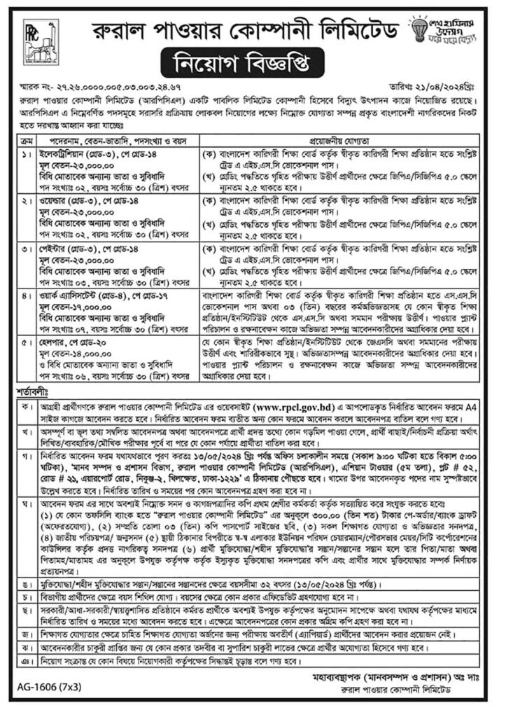 Rural Power Company Limited Recruitment-RPCL Job Circular 