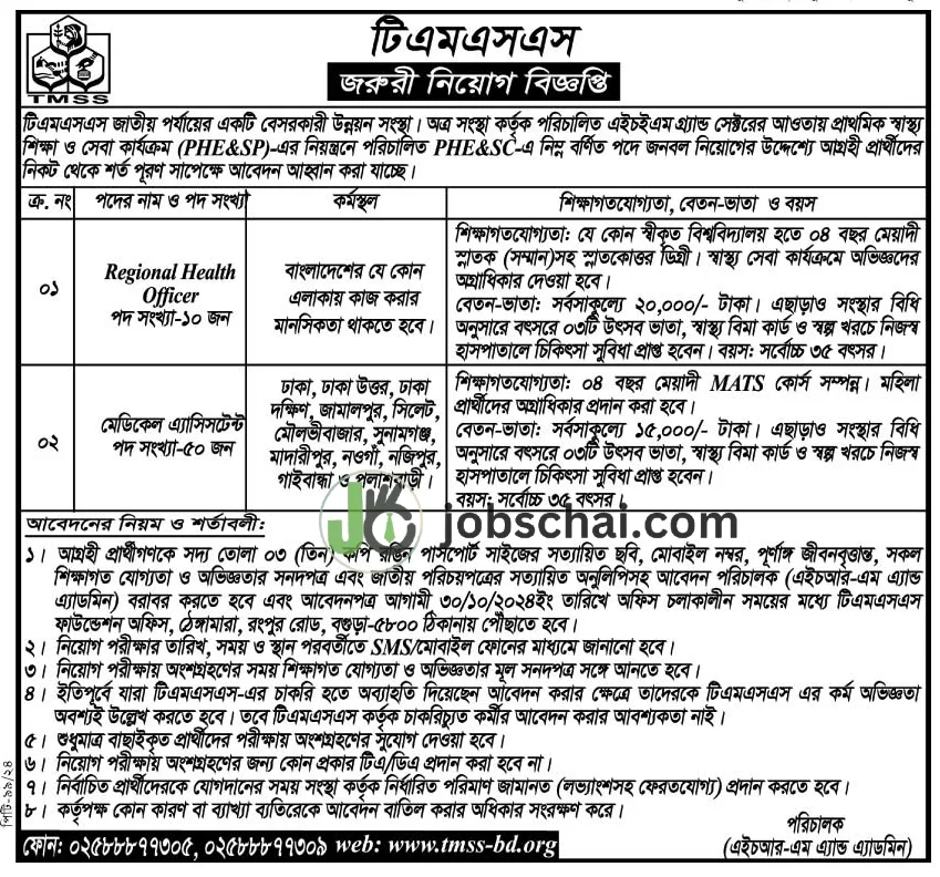 TMSS NGO Job Circular 2024