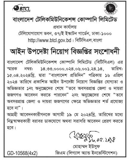 BTCL Job Circular 2024