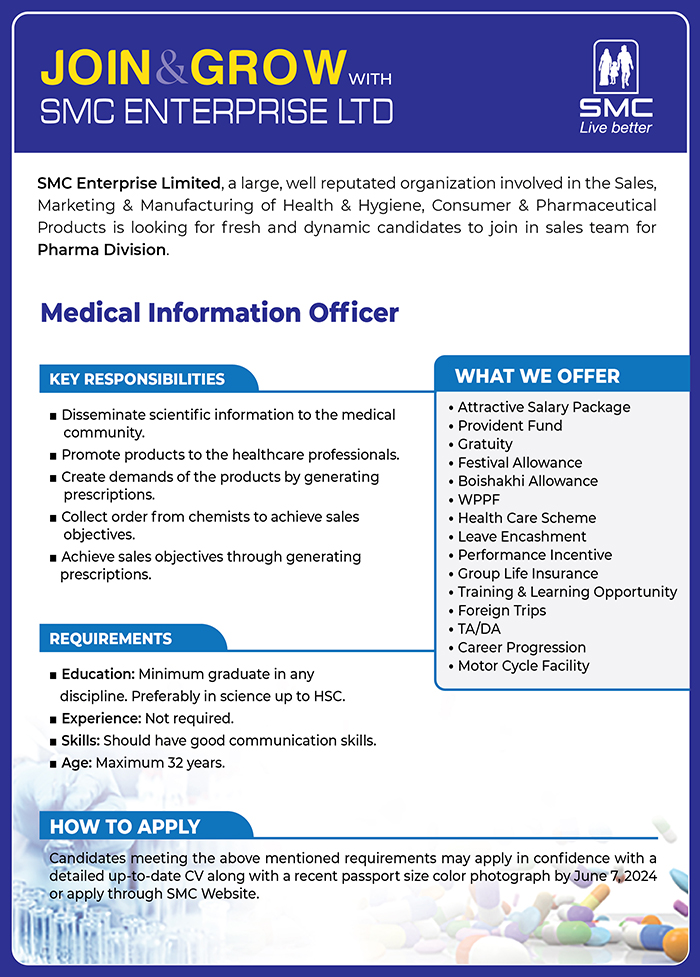 SMC Job Circular 2024Post Of Medical Information Officer