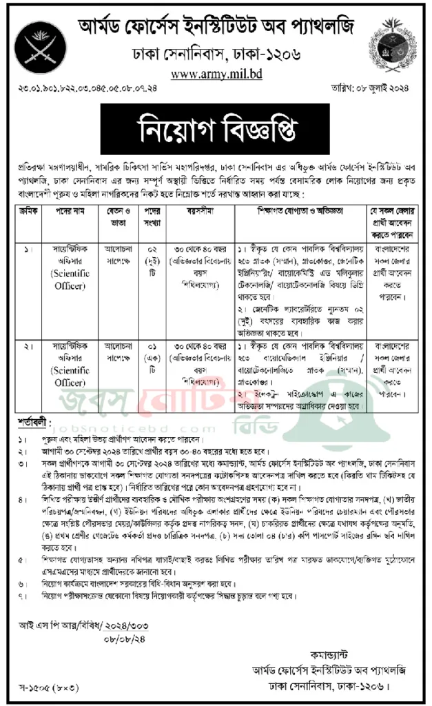 Army Civil Job Circular